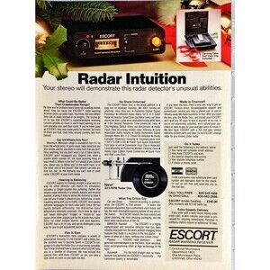 Escort Radar Warning Receiver "Radar Intuition" Vintage Print Ad 1982